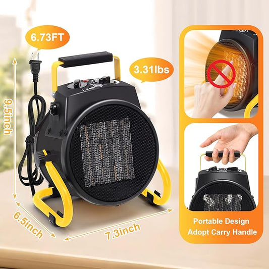 Outdoor Heaters for Patio, 1500W Electric Garage Heater with Overheat Protection, 3S Fast Heating, 3 Modes, Portable Space Heater for Patio, Garage, Greenhouse, Indoor, Gold