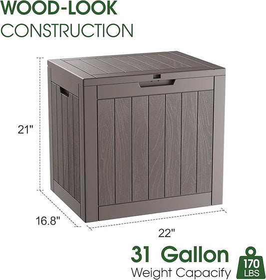 KAMABOKO 32 Gallon Outdoor Storage Box 2 Pack All-Weather Deck Box for Patio Furniture, Package Deliveries, Garden Tools, Pool Supplies & Cushions, Grey