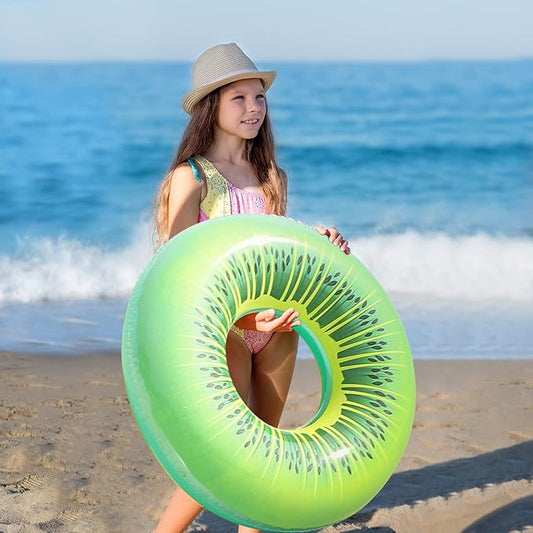 FindUWill 6 Pack Pool Floats Kids, Pool Swim Tubes Rings(4 Pack) - 4Pcs Inflatable Big Floaties Beach Swimming Toys with 2Pcs Beach Balls for Adults Raft Floaties Toddlers