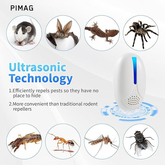 2025 Upgraded Ultrasonic Repellent Indoor, Mouse Traps Insert Plug in, Pest Control Repellent Ant,Roach,Rodent, Mouse, Bugs, Mosquito, Spider, for Home, Office, Warehouse 6 Packs