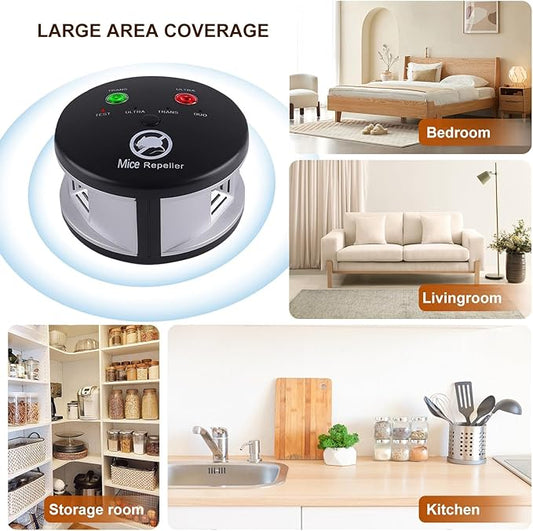 Ultrasonic Rodent Repellent Indoor, Ultrasonic Mice Repellent Plug in Pest Deterrent 360° Control for Rodent, Squirrel Repellent Plug in Deterrent for House, Pest Control for Basement
