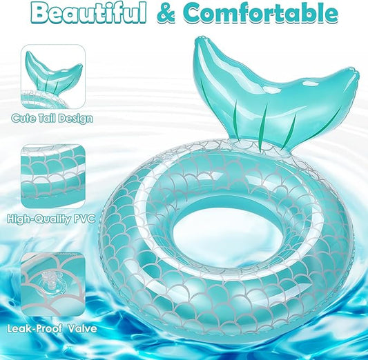 HeySplash Pool Floats Kids, Inflatable Swimming Ring Swim Tube Floaties, Summer Water Fun Beach Party Swimming Pool Toys for Kids Children Water Activities