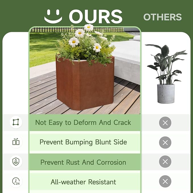 Corten Steel Planter Box-26"x26"x26"-Large Square Planter Matel -Outdoor Indoor- Heavy Duty Rustic Tall Planter Flower Pot Commercial Residential for Patio Porch Deck Home Backyard