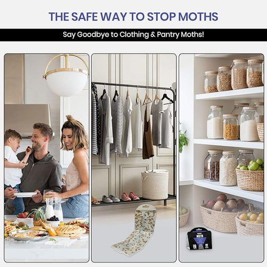 Glevro® Pantry Moth Traps for House Indoor 10 Pack – Extra Sticky Glue Trap for Kitchen and Food Storage – Seed Grain Flour Pheromone Traps for Pantry Moths