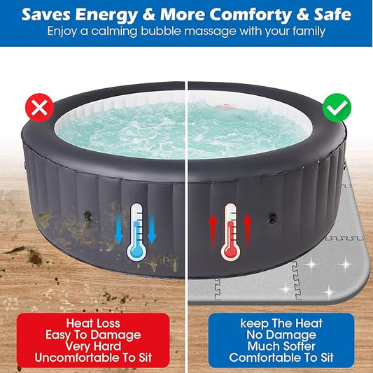 85 * 85 Inch Hot Tub Mat,Inflatable Hot Tub Accessories,Extra Thick Large Hot Tub Eva Foam Pad Padding Foundation for Outdoor Indoor,Portable Spa Pool Accessories Ground Base Flooring Mat Protector