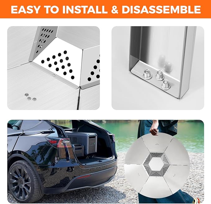 Fire Pit Heat Deflector for Solo Stove Yuokon 1.0/2.0 and Other 27" Fire Pit, with 3 Legs 304 Stainless Steel for Solo Stove Accessories, for Outdoor Firepit Captures and Redirects Warmth.