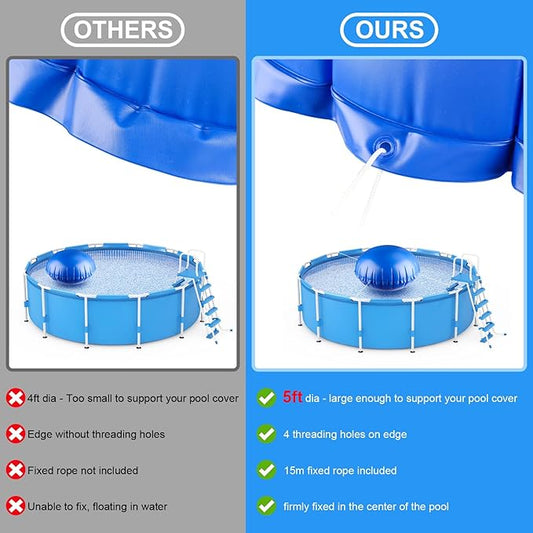 COCHIE 6' x 6' Pool Pillows for Above Ground Pools, Ultra-Thick Cold-Resistant Pool Air Pillow, Winter Closing PVC Ice Equalizer Air Pillows Covers with Rope for Winterizing Support Pools