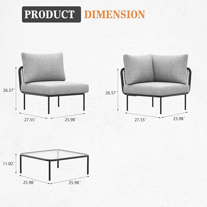 9 Piece Modern Outdoor Rope Wicker Sectional Patio L-Shaped Conversation Sofa Set Deep Seating with Thick Cushions