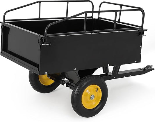 750LB Dump Cart, Heavy Duty Steel Garden Utility Trailer with Manual Dump,Pull Behind Trailer for Lawn Mower, Tractor, ATV for Yard & Farm