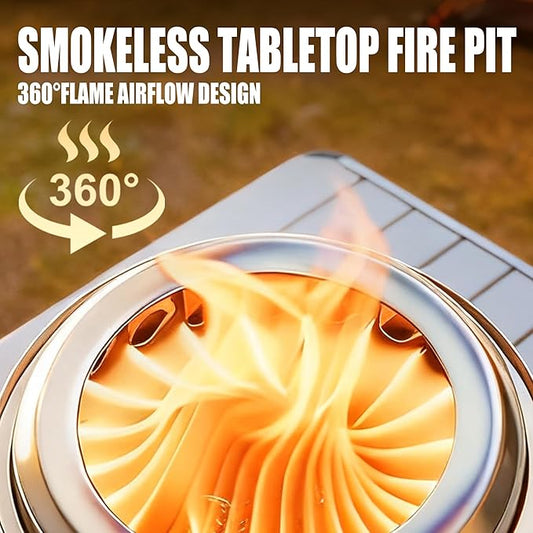 Tabletop Fire Pit - Smokeless 6 Inch Table Top Firepit for Outside Small Portable Fire Pits with Carry Bag Mini Pellet Stove for Camping Backyard Patio Garden Picnic