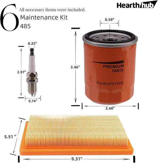 Generator 6485 Maintenance Kit - 0J8478 Air Filter, 070185E Oil Filter, RC12YC Spark Plugs, Compatible with 22KW 16 - 20KW 24KW 26KW Air Cooled Standby Generator with 999cc Engine 2013+ (1 Pack)