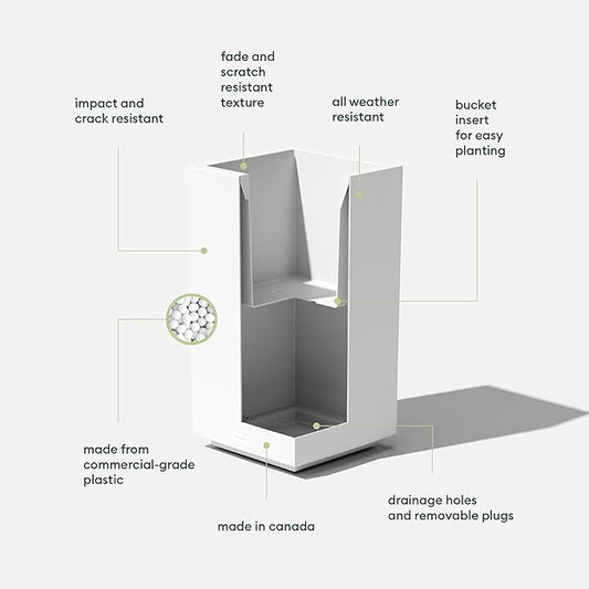 Veradek Block Series Pedestal Planter - Tall Planter for Indoor or Outdoor Front Porch | All-Weather Use with Removable Insert Bucket | Modern Décor for Flowers, Tall Trees, Faux Plants