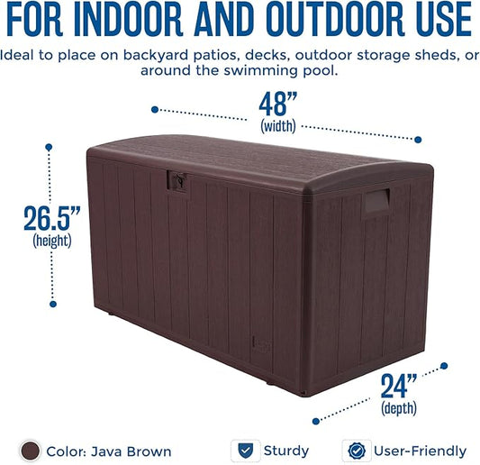 Plastic Development Group Outdoor Storage Deck Box, Standard Closure, 105 Gallon, Java