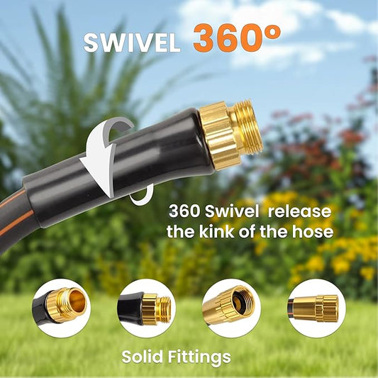 Giraffe Tools Garden Hose 2ft x 5/8", 24INCH Short Water Hose Heavy Duty, Lightweight, Flexible Hybrid Hose with Swivel Handle, Male to Female Fittings