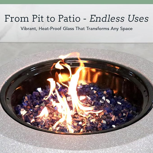Fire Glass for Fire Pit - Cobalt Blue - 0.5 Inch 18 lbs - High Luster Reflective Tempered Glass Rocks for Natural or Propane Gas Fireplace or Fire Pit (0.5 Inch - Ref. Cobalt Blue, 18.00, Pounds)…