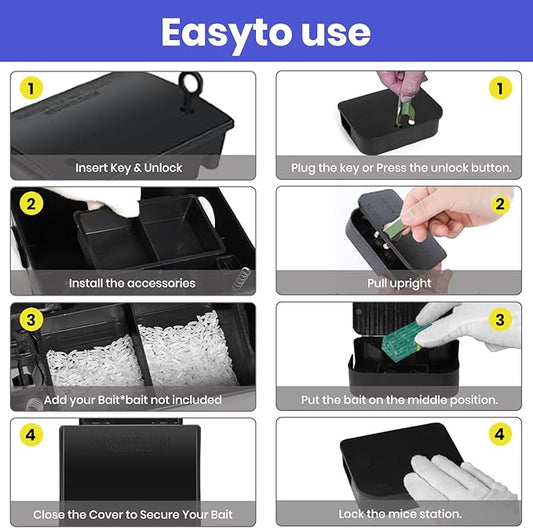 12 Pack Key–Required Rat Bait Stations & Mouse Bait Stations – 6 Large & 6 Compact, Lockable Weather–Resistant Plastic for Indoor & Outdoor – Keeps Children & Pets Safe