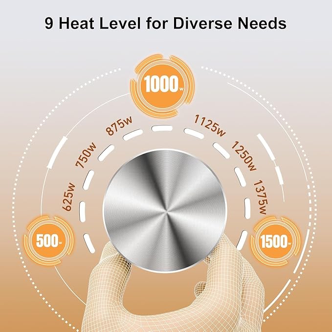 Outdoor Heater for Patio, 1500W Infrared Electric Heaters Indoor w/Remote, 60ยฐ Oscillation, 9H Timer, 9 Heat Level, Tip-Over/Overheating Protection, Safety Lock, for Garage Porch Office Pearl