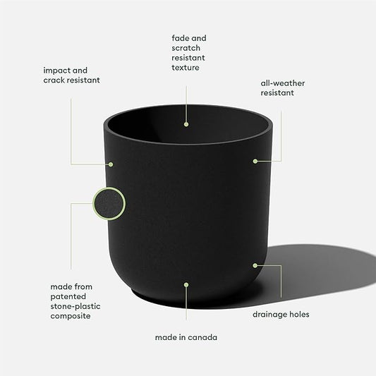 Veradek Mason Series Lima Planter - Round Planter for Indoor or Outdoor Porch/Garden | Made from Plastic-Stone Composite with Drainage Holes | Modern Décor for Succulents, Flowers, Small Plants