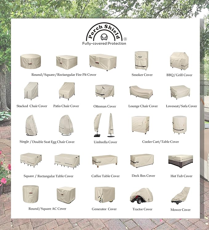 Porch Shield Patio Fire Pit Cover - Waterproof 600D Outdoor Rectangular Fire Table Cover Deck Box Protector - 43 x 22 inch, Beige