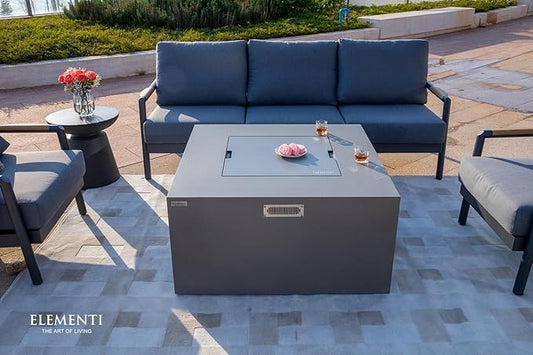 Rocky Concrete Fire Pit 43" x 43" Outdoor Patio Firepit Includes Lava Rocks Modern Fire Pits & Outdoor Fireplaces for Garden, Deck, Indoor & Outdoor Heating