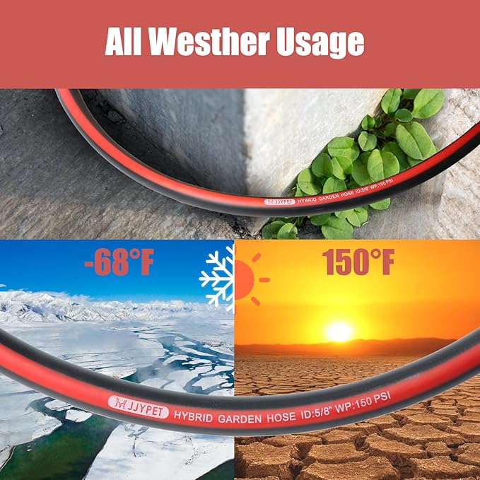 Kink Free Garden Hose 5/8 in x75ft Flexible Rubber Water Hose Male/Female3/4inch100% Solid Brass Fittings Outdoor Garden Hose for Lawns,Floor,Yard Washing,Pet Cleaning,Car Pipe Washing(75FT)