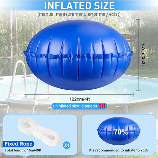 COCHIE 5' x 5' Pool Pillows for Above Ground Pools, Ultra-Thick Cold-Resistant Pool Air Pillow, Winter Closing PVC Ice Equalizer Air Pillows Covers with Rope for Winterizing Support Pools