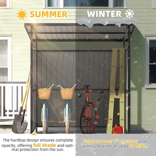 AECOJOY 6' x 6' Outdoor Hardtop Grill Gazebo, Small Pergolas and Gazebos Clearance, Lean to BBQ Gazebo for Outdoor Grill, Metal Awnings for Patio and Decks