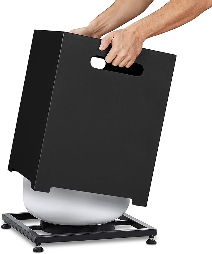 Real Flame Metal Propane Tank Cover, Conceals a 20 lb Tank and Doubles as a Side Table, Black