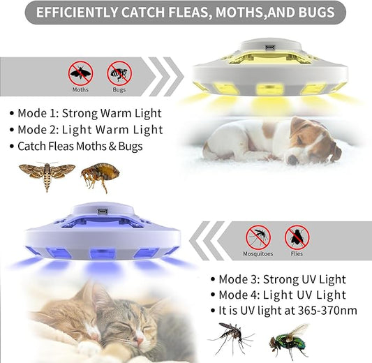 2 Packs Flea Traps for Inside Your Home with 6 Sticky Pads, Fleas Light Traps Kills Fleas in House, Hanging Flea Lamp with USB Cable Pest Control for Bugs Moths Gnats Indoor and Outdoor