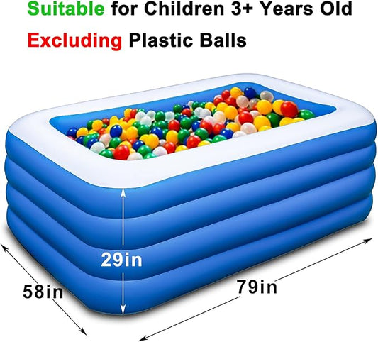 Inflatable Swimming Pool, 79 x 58 x 29 inch Full-Sized Large Inflatable Pools, Blow Up Durable Thickened Pools for Outdoor, Garden, Backyard.