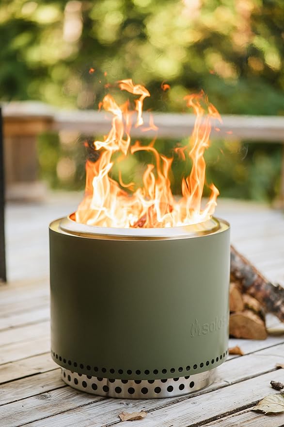 Solo Stove Bonfire with Stand | 19.5" Smokeless Fire Pit, Removable Ash Pan | Portable Stainless Steel Wood Burning Outdoor Fireplace, Ideal for 4–6 People, 21.75 lbs, Deep Olive