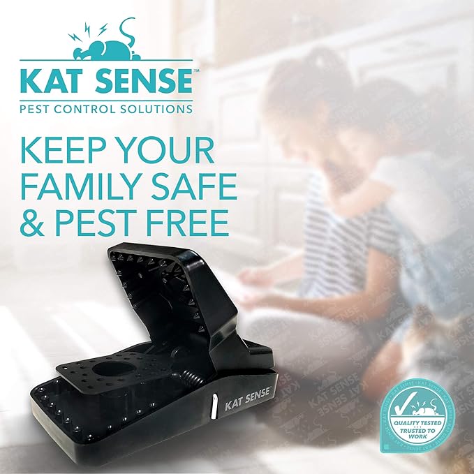 Kat Sense Large Rat Snap Traps Set of 6 - Multi-Capturing Tooth Design, Humane Rat Trap Indoor & Outdoor Use, Mouse Catcher for Repeat Use, High Precision Triggering, Traps for Rats, Mice, Chipmunks