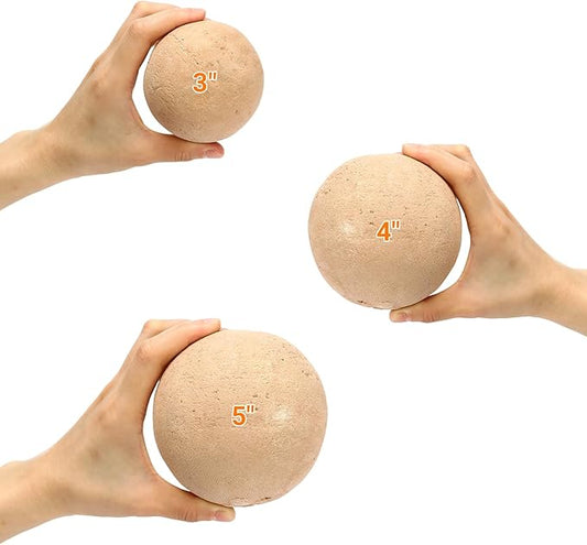 Ceramic Fire Balls, 5 Inch Set of 6 Fire Stones for Indoor & Outdoor Fire Pits or Gas Fireplaces, Reusable Decorative Landscaping and Fireplaces Accessories, Beige