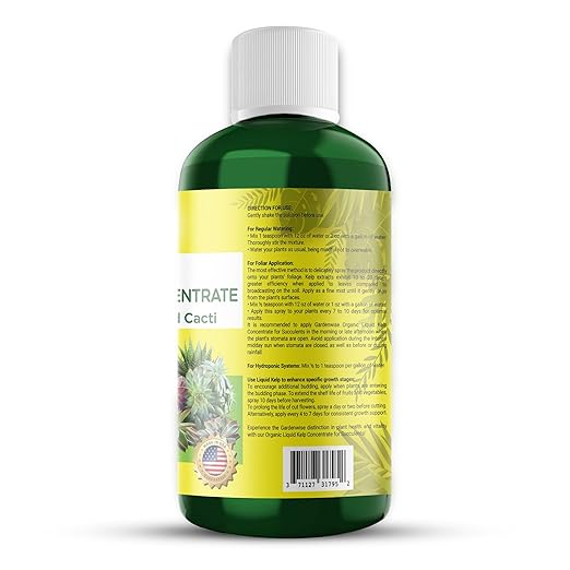 Organic Kelp Seaweed Fertilizer: Premium Succulent and Cactus Food - Indoor Plant Nutrition with Root Booster, Ideal for Christmas Cactus, Dragon Fruit, and Potted Plants (32 OZ)