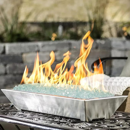 Onlyfire 10 pounds Fire Glass for Propane Gas Fire Pit, 1/2-Inch High Luster Fireplace Glass Rocks for Fire Pit Table, Crystal