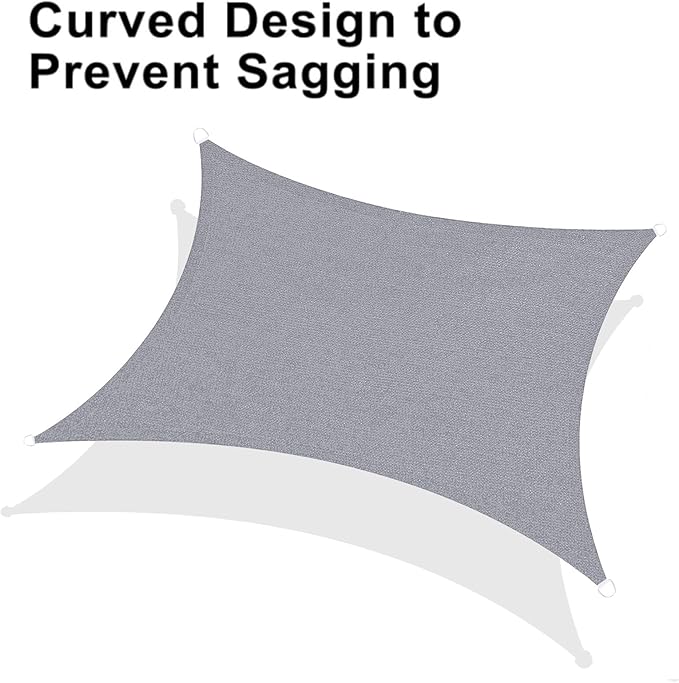 LOVE STORY Custom Size 7'x15' Silver Grey Sun Shade Sail Rectangle UV Block Canopy Patio Sail Sunshades Fabric for Outdoor Garden Carport (We Make Custom Size)