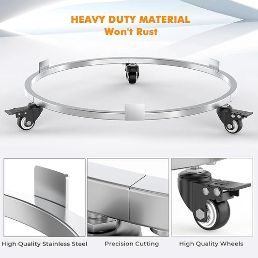 Fire Pit Stand Compatible with Solo Stove Bonfire and Other 19.5" Fire Pit, Firepit Stand with Wheels,Easy to Move,Rust Proof 304 Stainless Steel Fire Stove Accessories for Patio Camping Outdoor