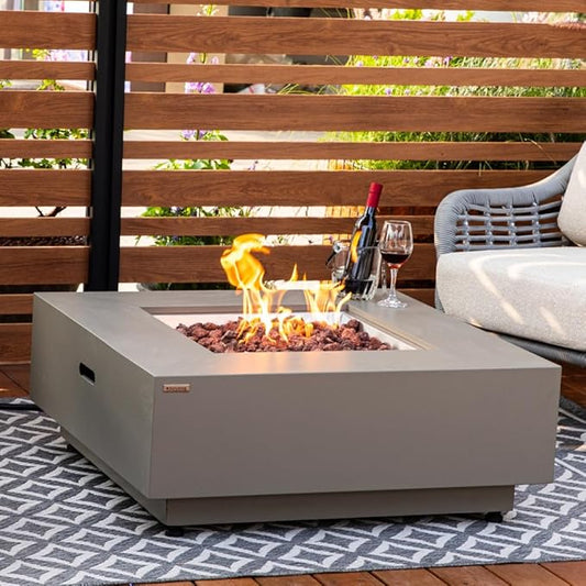Ashton 36” Propane Fire Pit Smokeless Firepit Outdoor Gas Fire Pit for Outside Patio Firepit Table Includes Rain Cover Converter Kit Lava Rocks Lid CSA Certified