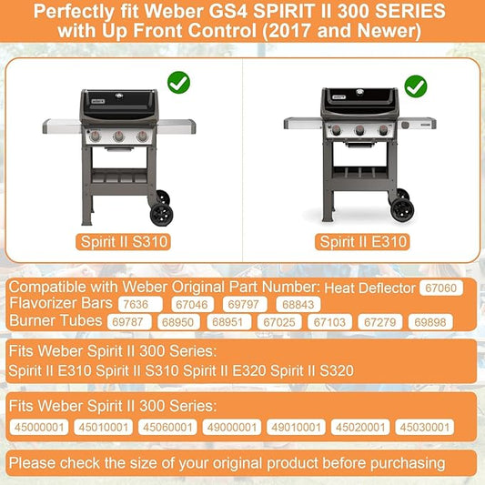 Grill Replacement Parts for Weber Spirit 2 Grill Parts GS4 Spirit II E310 E320 S310 S320 Parts for Weber GS4 Spirit 2 Flavorizer Bars 7636 67046 69797 68843 & Heat Deflector 67060 Stainless Steel