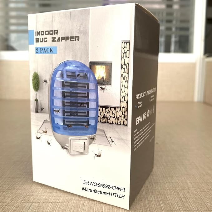 Bug Zapper Indoor,Fly Traps,Flying Insects,Electronic Insect Killer Fly Insect Trap Plug-in Mosquitoes Killer Mosquito Zapper with Blue Lights for Living Room,Kitchen,Bedroom,Office (2Packs)