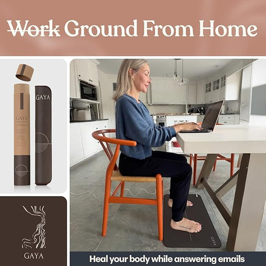 GAYA Grounding Mat for Feet, Sleep Improvement, Back Pain Relief, Muscle Relaxation & Stress, Earthing Pads for Bed, Ground for Desk, Earth Mats, Bedding Pad (24''X16'')