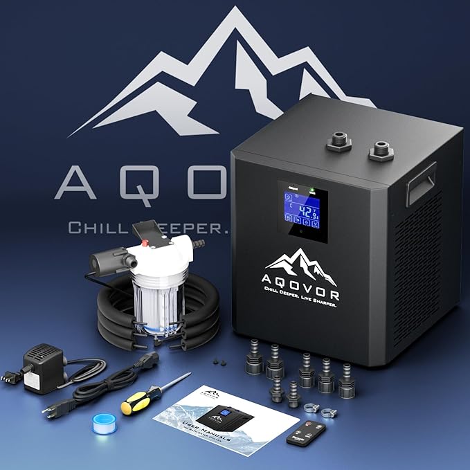 Ice Bath Water Chiller for Cold Plunge Tub, 1/3 Hp Cold Plunge Chiller with External Filter Water Pump & All Hoses, Ideal for Ice Bath Recovery Home Use 110v