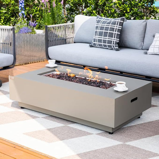 Westwood 50” Propane Fire Pit Smokeless Firepit Outdoor Gas Fire Pit for Outside Patio Firepit Table Includes Rain Cover Converter Kit Lava Rocks Lid CSA Certified
