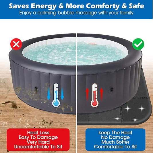 85 * 85 Inch Hot Tub Mat,Inflatable Hot Tub Accessories,Extra Thick Large Hot Tub Eva Foam Pad Padding Foundation for Outdoor Indoor,Portable Spa Pool Accessories Ground Base Flooring Mat Protector