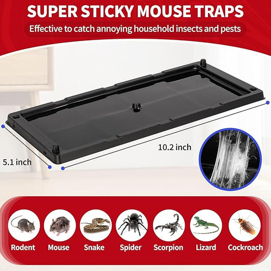 LULUCATCH Glue Mouse Traps Indoor for Home 1200 Pack, Pre-Baited Sticky Plastic Glue Boards for House, Snake, Lizard, Insect, Mice, Rats & Spider Traps, Pet Safe Pest Control