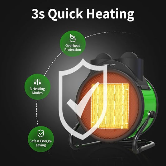 Outdoor Heaters for Patio, Outdoor Heater with Overheat Protection, 3S Fast Heating Portable 1500W Electric Garage Heater, Portable Patio Heaters for Space, Greenhouse
