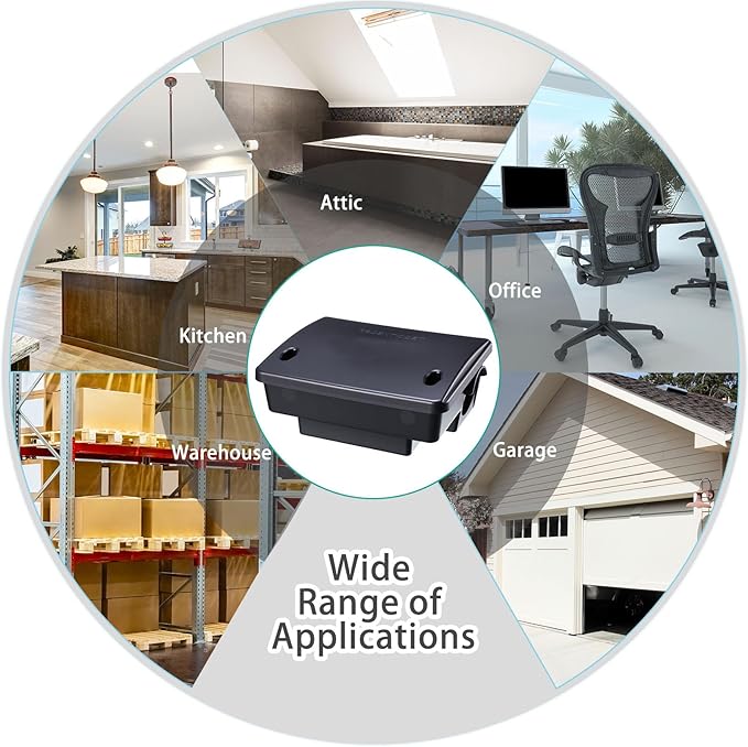 Qualirey 6 Pack Rat Bait Stations Large Rodent with Key Reusable Mouse Stations Mice Blocks Heavy Duty Boxes for Outdoor Rodents Mice Blocks, Bait Not Included, Black (8.66 x 7.5 x 3.9 Inches)