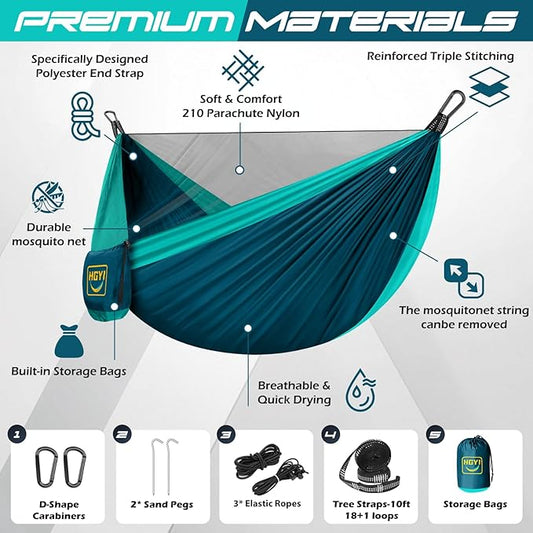 Camping Hammock Mosquito Net,Double & Single Portable Hammocks Hammocks with 2 Tree Straps,Hammock Tent for Travel Camping,Camping Accessories for Indoor Outdoor Hiking Backpacking Backyard Beach