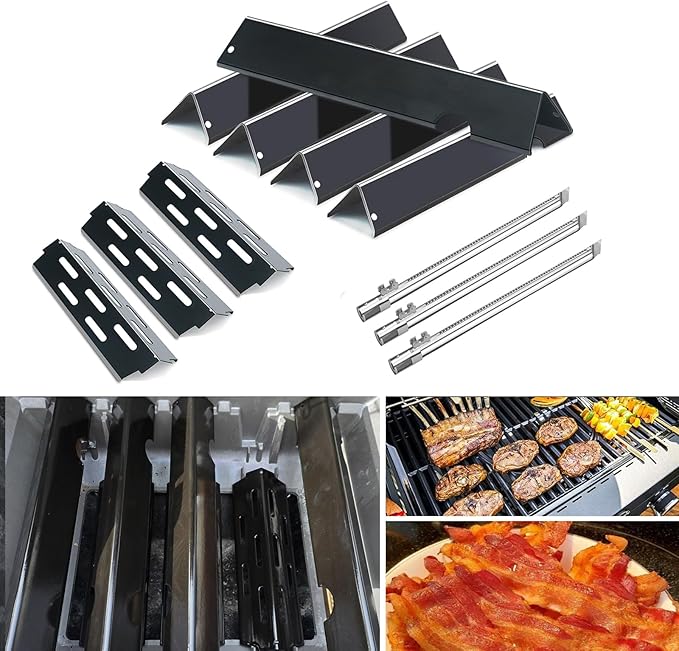 Grieptra Flavorizer Bars,Heat Deflectors and Grill Burner for Weber Genesis II 300/LX 300, GS4 Genesis ii E-310 ii E-315 ii E/S335 ii se-335 Grill (Porcelain Steel, 66032 * 5+ES/410 * 3+66790 * 3)