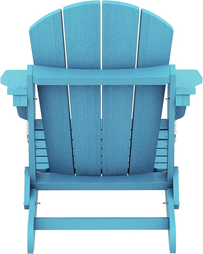 SERWALL Folding Adirondack Chair Weather Resistant Patio Chair Outdoor Chairs Set of 8 Painted Adirondack Chairs - Light Blue